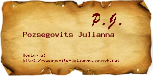 Pozsegovits Julianna névjegykártya